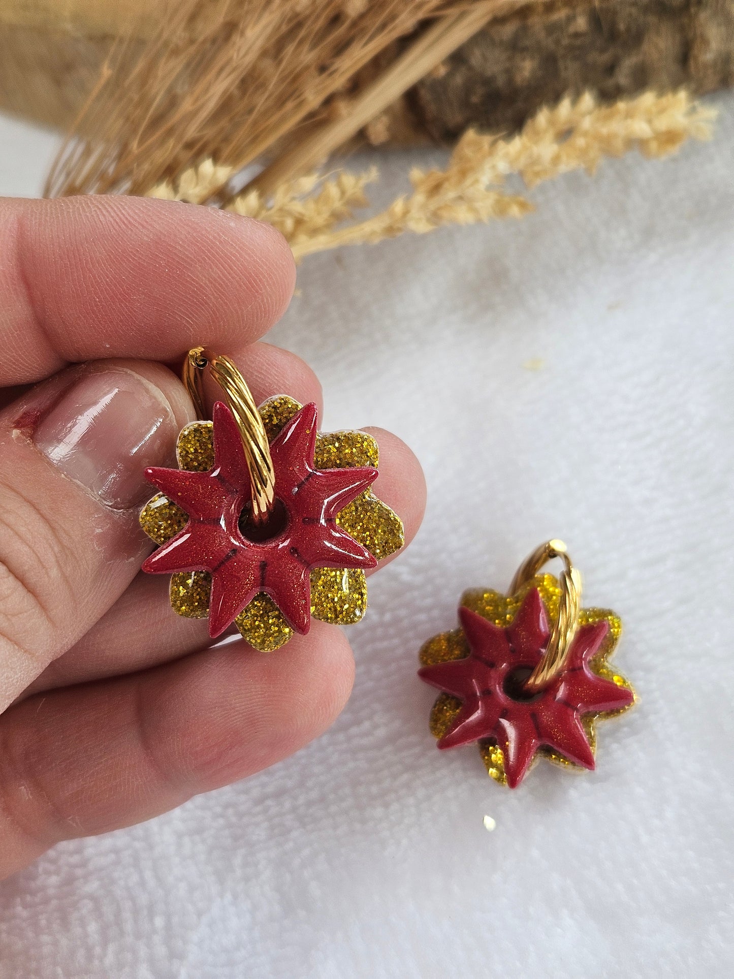 Pampilles interchangeables - Collection Noël "Let it Shine" - LISETTE - IVOIRE ET PAILLETTES OR REVERSIBLE