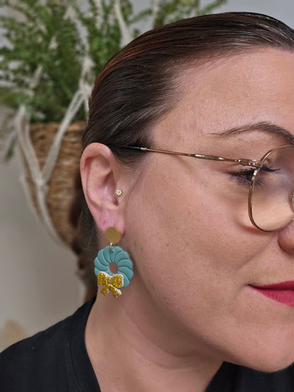 Boucles d'oreilles  -  Collection Noël "Let it Shine" - Couronne de Noël