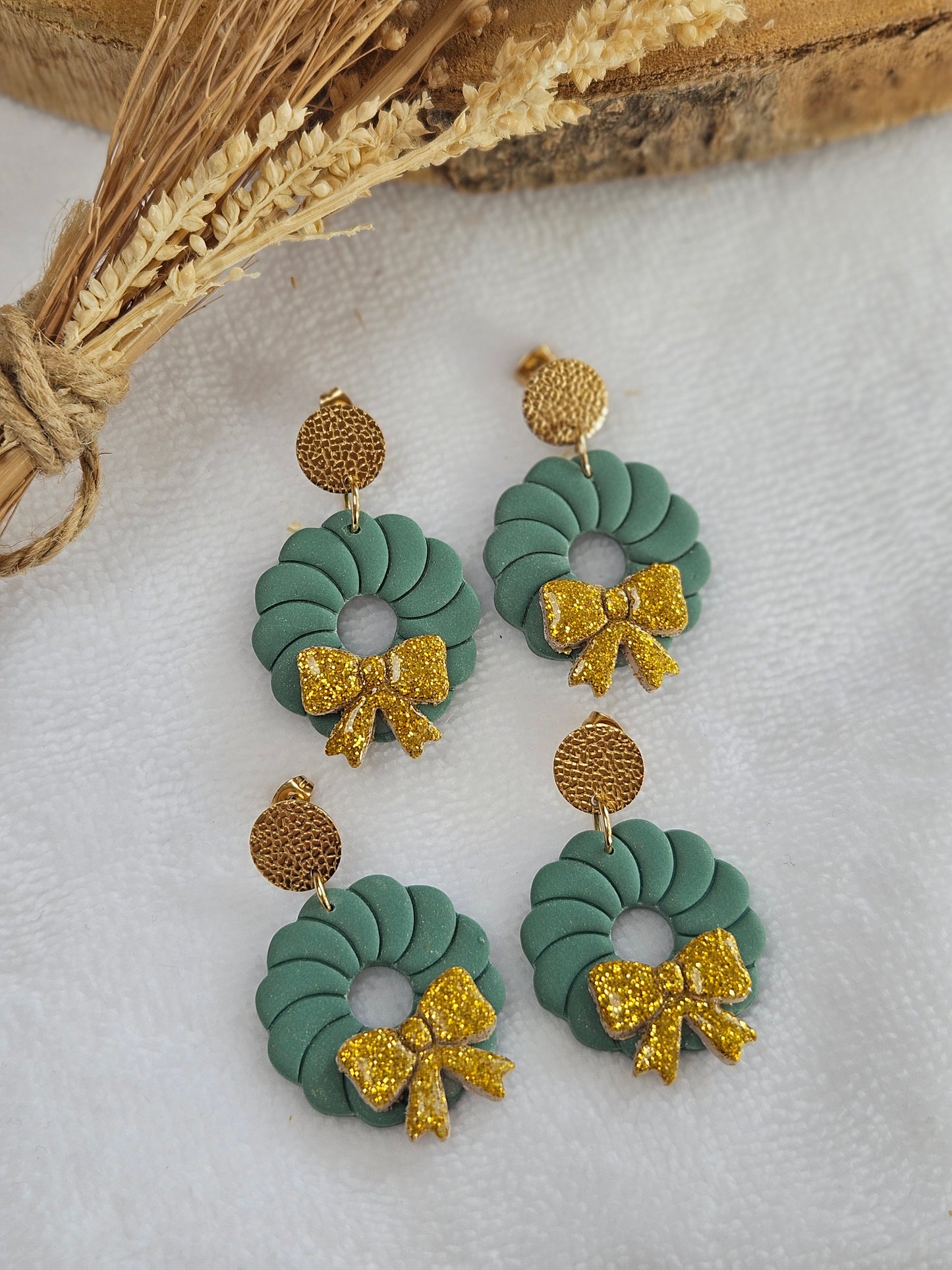 Boucles d'oreilles  -  Collection Noël "Let it Shine" - Couronne de Noël