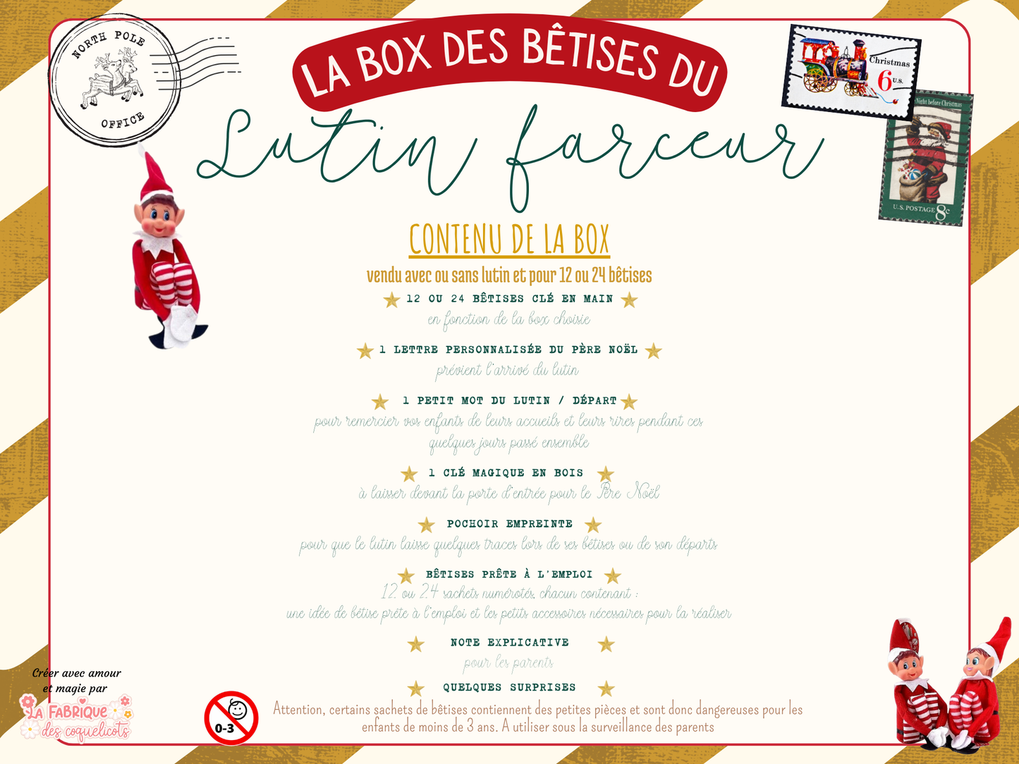 Box de bêtises clé en main pour Lutin farceur - personnalisée - par 12 ou 24 bêtises