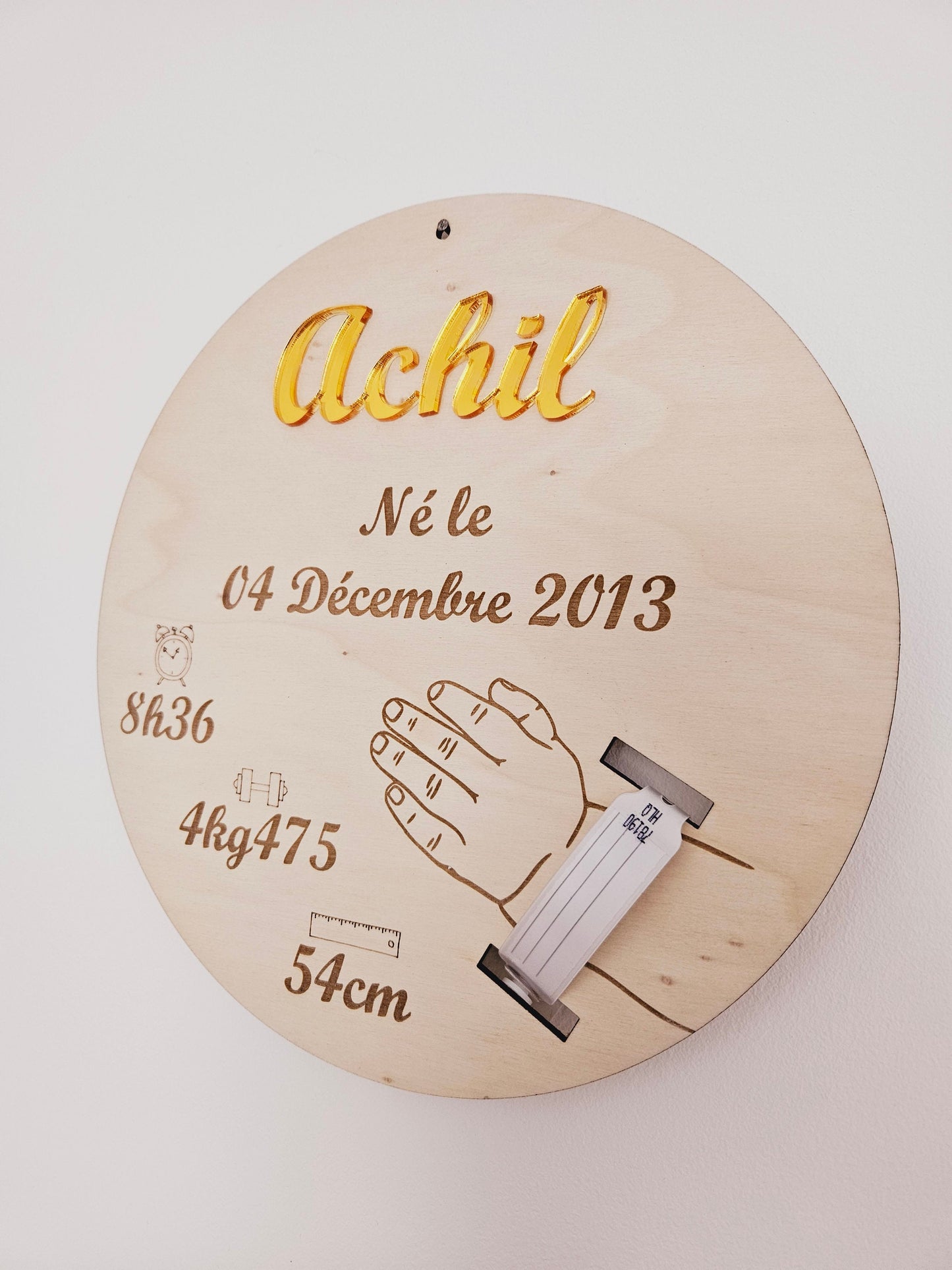 Plaque de naissance pour bracelet | cadeau de naissance | carte bienvenue bébé | naissance | plaque bois | personnalisé jumeaux jumelles