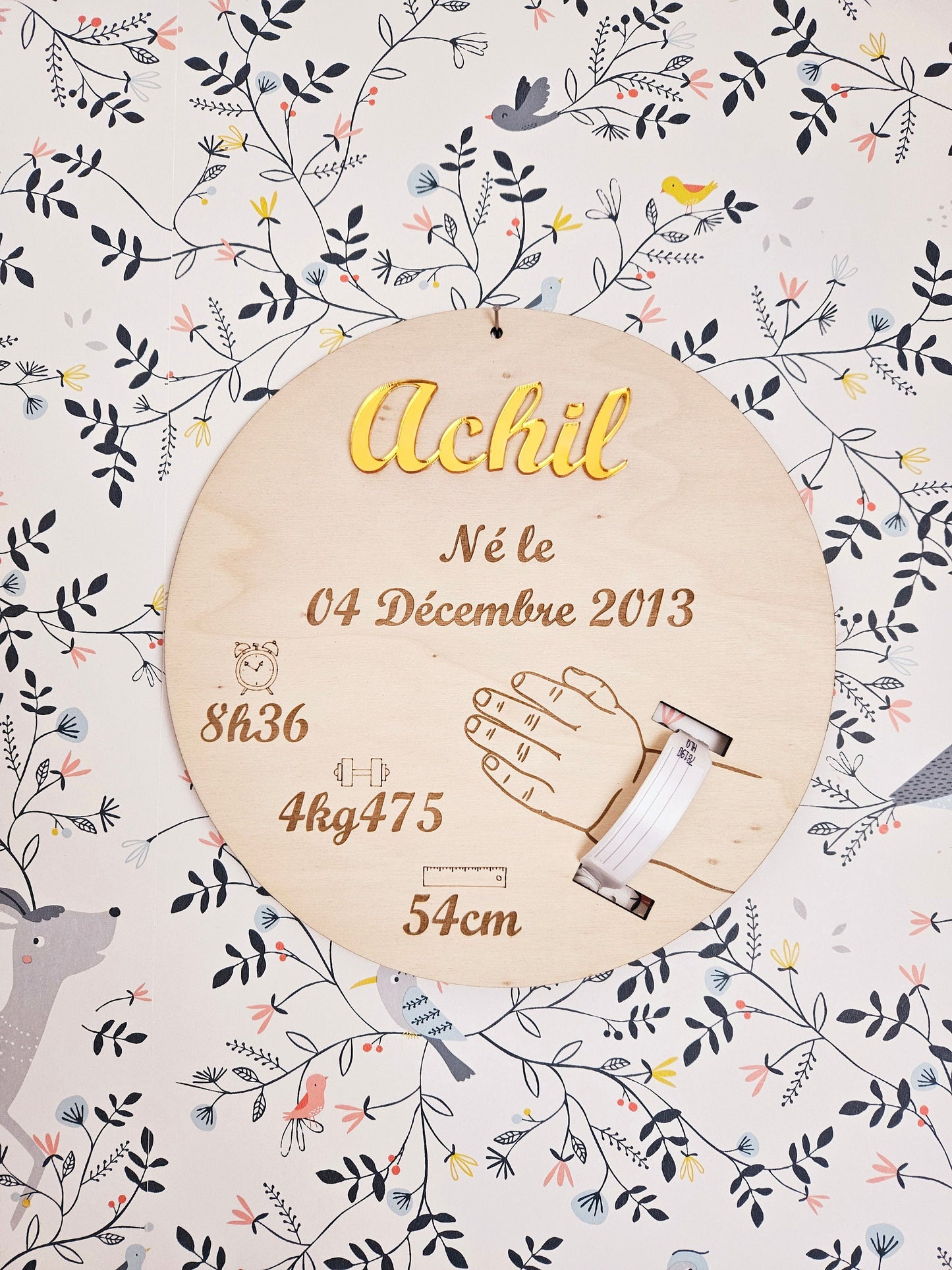 Plaque de naissance pour bracelet | cadeau de naissance | carte bienvenue bébé | naissance | plaque bois | personnalisé jumeaux jumelles