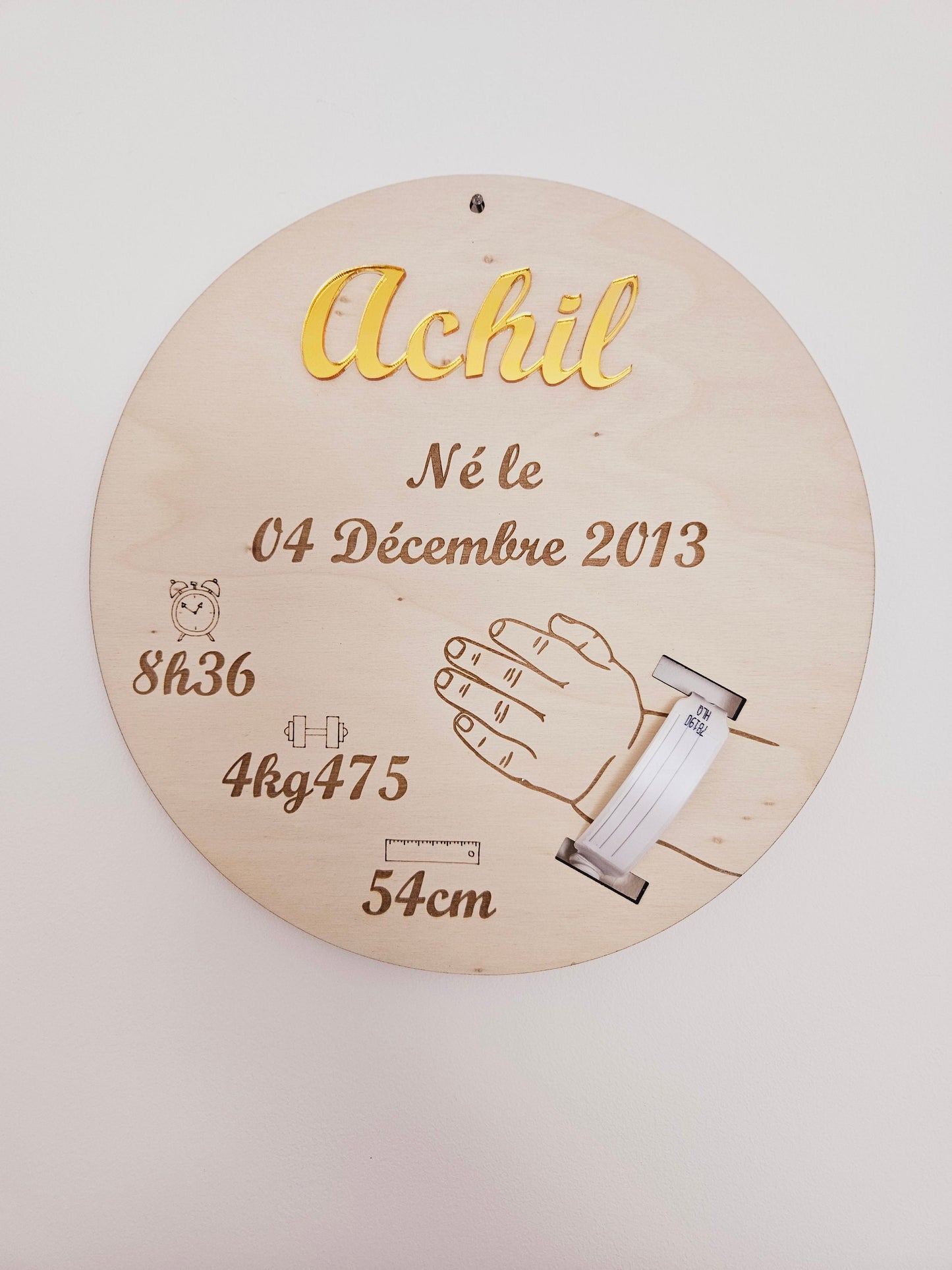 Plaque de naissance pour bracelet | cadeau de naissance | carte bienvenue bébé | naissance | plaque bois | personnalisé jumeaux jumelles