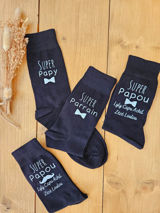 Chaussette personnalisée - cadeau homme - papa papy cadeau personnalisé - fête des papas grand pere - tonton parrain