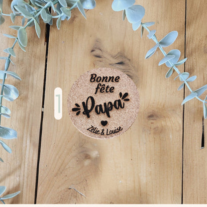 Dessous verre personnalisé - sous verre - cadeau personnalisé  - cadeau homme femme fête anniversaire parrain témoi futur parrent
