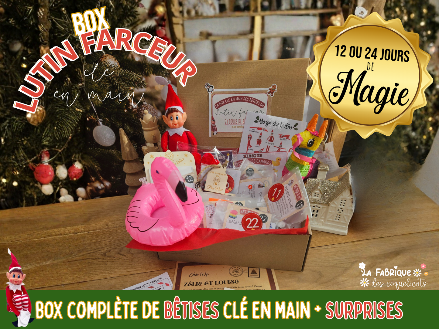 Box de bêtises clé en main pour Lutin farceur - personnalisée - par 12 ou 24 bêtises
