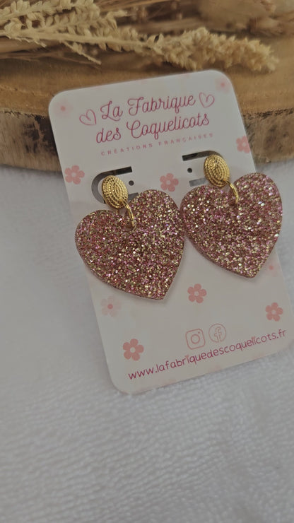 Boucles d'oreilles  - MARIETTE - CHAMPAGNE PAILLETTES