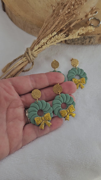 Boucles d'oreilles  -  Collection Noël "Let it Shine" - Couronne de Noël