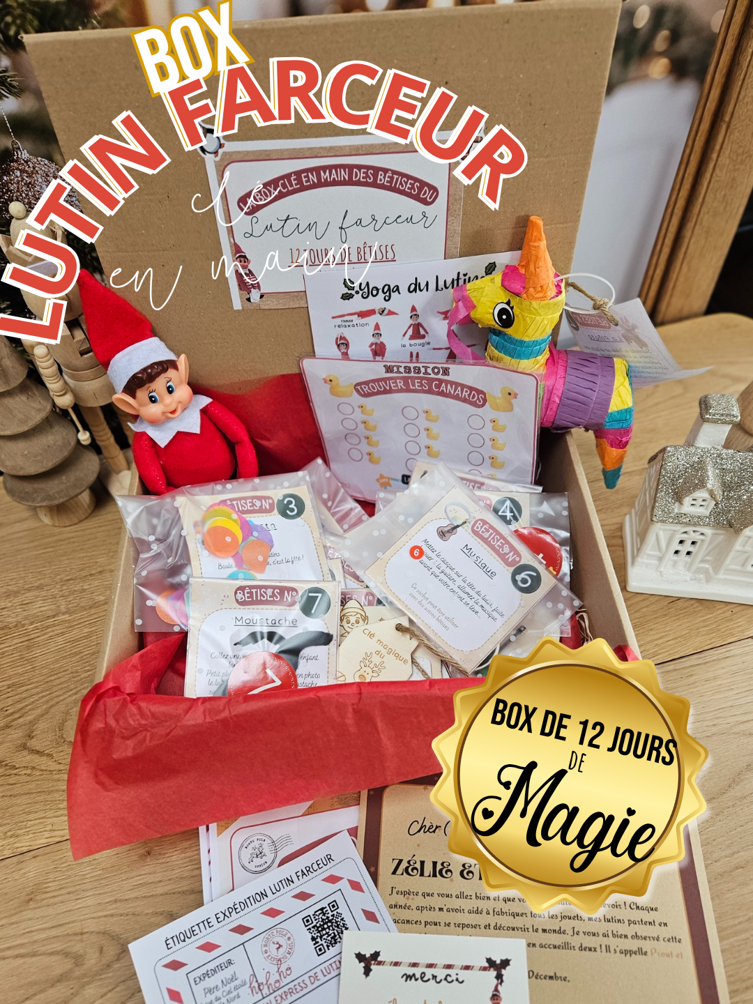 Box de bêtises clé en main pour Lutin farceur - personnalisée - par 12 ou 24 bêtises