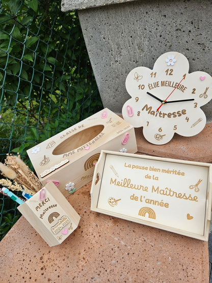Mini plateau bois  personnalisé / Cadeau Maîtresse atsem nounou maître