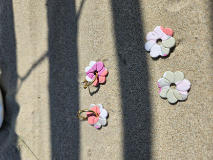 Boucles oreilles CAPUCINE interchangeables ARLEQUIN ROSE