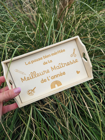 Mini plateau bois  personnalisé / Cadeau Maîtresse atsem nounou maître