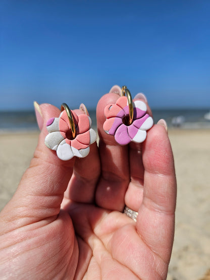 Boucles oreilles CAPUCINE interchangeables ARLEQUIN ROSE