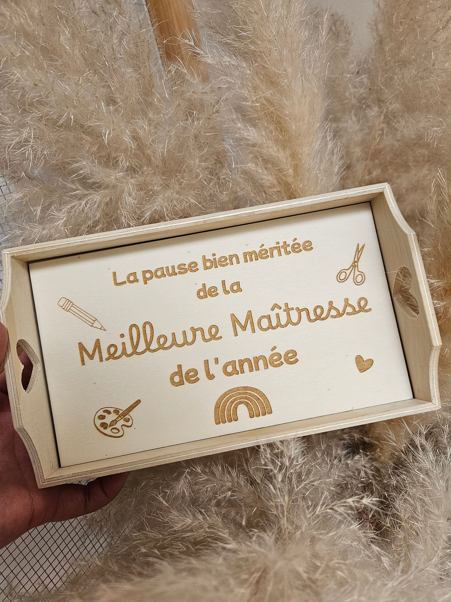 Mini plateau bois  personnalisé / Cadeau Maîtresse atsem nounou maître