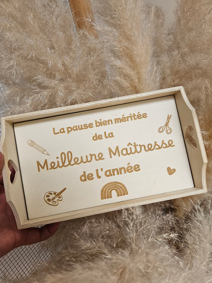 Mini plateau bois  personnalisé / Cadeau Maîtresse atsem nounou maître