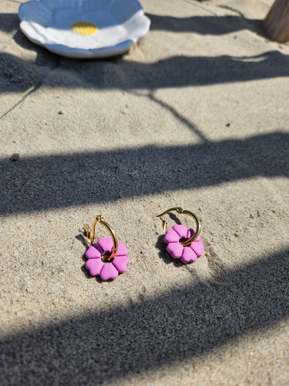 Boucles oreilles interchangeables JEANNE / ROSE MAUVE